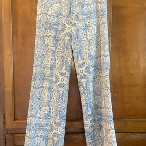 Vintage Banana Republic Blue and White Paisley Pants